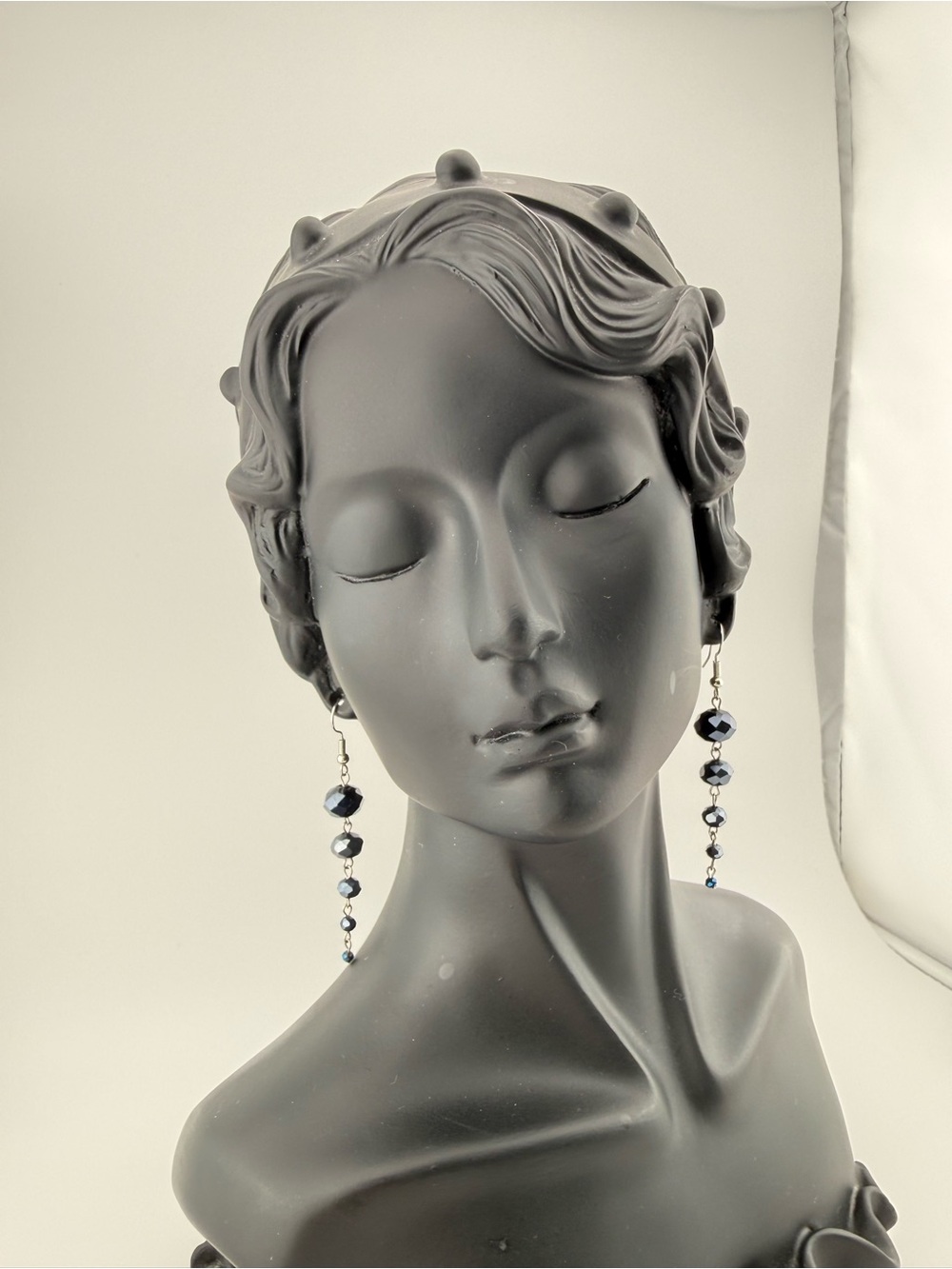 Handmade Navy Crystal Drop Earrings - Elegant Women Jewelry